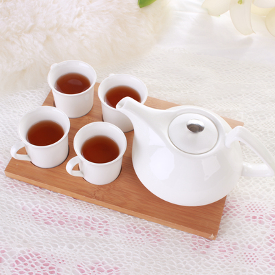 整套茶具茶杯陶瓷茶艺杯纯白瓷功夫茶杯套装咖啡杯具木底茶具