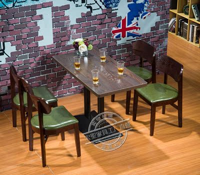 北欧 咖啡厅桌椅 西餐厅茶餐厅实木桌椅休闲甜品店奶茶店桌椅组合