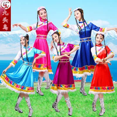 新款藏族舞蹈演出服装女西藏少数民族服装民族风广场舞台装蒙古服