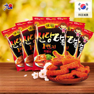 韩国进口零食 休闲食品包邮 九日牌炒年糕条 香辣年糕条110g*5袋