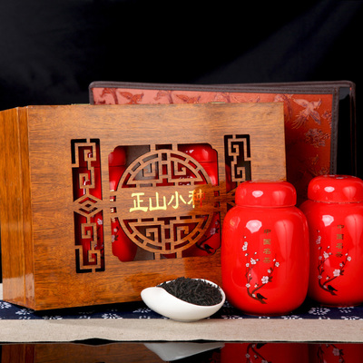武夷山红茶正山小种浓香型茶叶桐木关新茶 陶瓷罐木制礼盒装