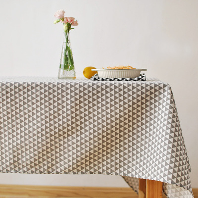 北欧现代简约宜家黑灰白三角格棉麻桌布 日式清新复古几拍照背景