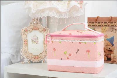 韩版新品大容量经典女士粉红樱桃包 高档洗簌化妆包
