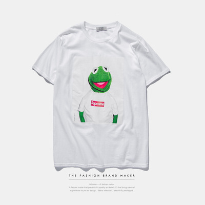 INF折扣男装2016夏季美式SUP青蛙卡通印花男士纯棉短袖T恤 包邮