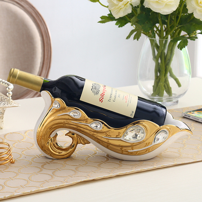 欧式孔雀红酒架摆件 客厅玄关酒柜装饰品创意 陶瓷现代葡萄酒酒托