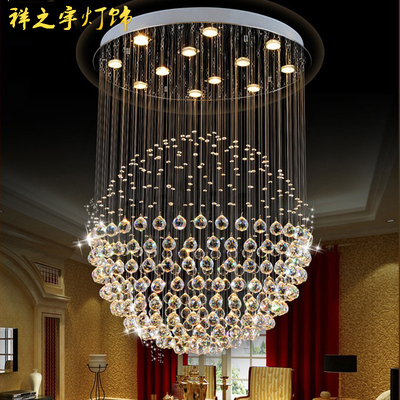 现代创意led水晶吊灯复式楼梯客厅餐厅过道卧室吸顶吊线圆形吊灯