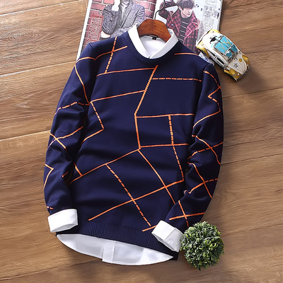 毛衣男圆领韩版学生2016秋季新款长袖修身青年男士全棉套头针织衫
