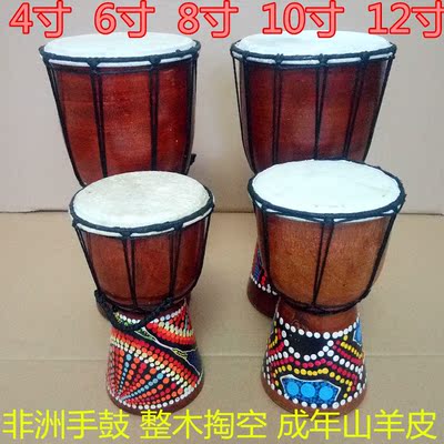 丽江非洲鼓4寸6寸8寸10-12寸山羊皮彩绘非洲手鼓印尼进口儿童鼓