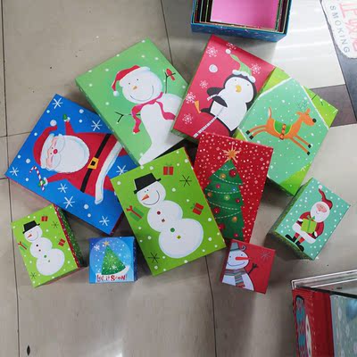 热卖圣诞节装饰品 圣诞用品多彩礼品盒10件套 情人节礼盒套装