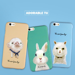 卡通小猪猫萌宠羊驼苹果6磨砂硬壳iphone6s plus可爱手机保护壳女