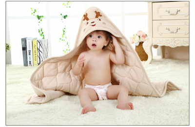 新生儿加厚彩棉抱被盖毯 宝宝卡通纯棉襁褓睡袋 秋冬款抱被裹布
