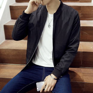 2016秋款男士夹克青年韩版修身透气外套棒球服学生男装长袖夹克衫