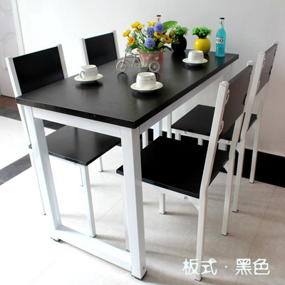 现代小吃桌饭店餐桌餐厅食堂4—6人位餐桌椅快餐钢木桌椅组合简约