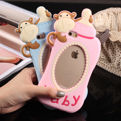 韩国BABY猴子奶瓶奶嘴苹果6手机壳iPhone6s/plus软硅胶5s保护套se