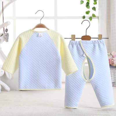 初生婴儿加厚保暖衣套装纯棉衣服0-3-6个月夹棉内衣 新生儿和尚服