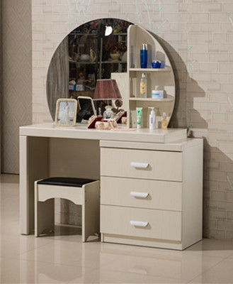 欧式简约白色卧室梳妆台时尚大气现代大小户型带镜带凳一体梳妆台