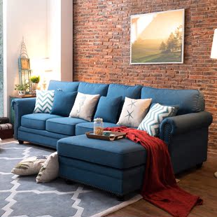 悦赞家具 新款大沙发 美式l布艺沙发可拆洗小户型客厅组合三人YB1