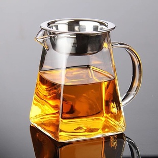 耐热加厚四方玻璃公道杯带滤网分茶器日式茶海功夫杯茶具配件特价