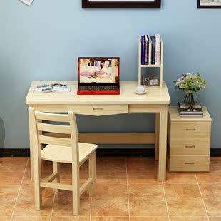 实木电脑桌台式家用儿童学习桌 笔记本书桌电脑桌 松木书桌写字台
