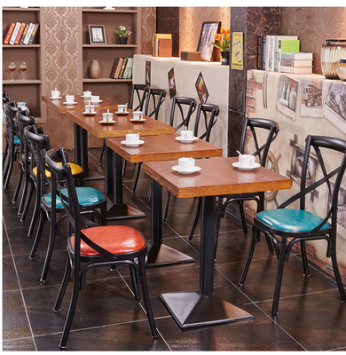 实木餐桌西餐厅桌椅甜品餐厅特色茶餐厅铁艺咖啡桌椅小圆桌奶茶桌