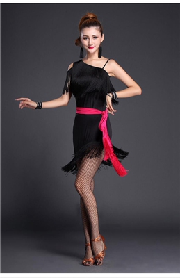 新款拉丁舞裙流苏连衣裙演出服女成人拉丁舞蹈比赛练功服恰恰舞