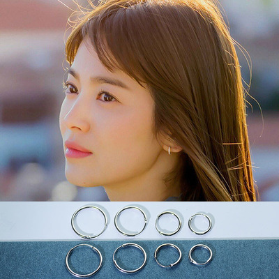 日韩国女气质耳圈925纯银针耳环小耳扣耳骨环耳钉 防过敏耳饰品