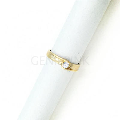 Geniepink 爱丽儿娘娘 新款22k金 镀金透明单颗水晶立体戒指0044