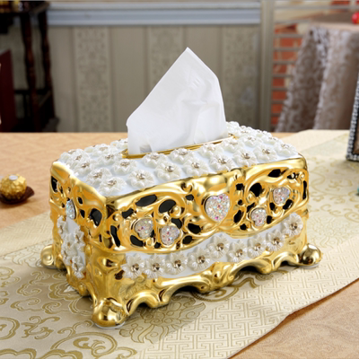 高档奢华欧式创意陶瓷纸巾盒 家居装饰品摆件抽纸盒 客厅餐巾纸盒
