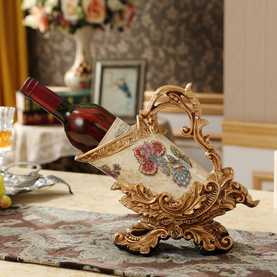 欧式红酒架家居饰品客厅摆件奢华装饰品树脂创意工艺品酒柜摆设