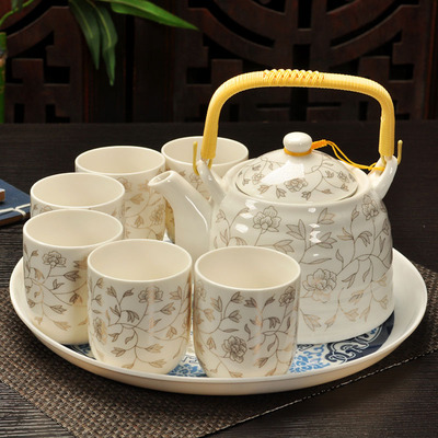 景德镇陶瓷白瓷茶具套装 青花瓷器家用茶杯套装茶壶6人功夫茶具