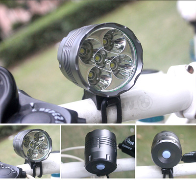 强光自行车前灯5T6山地车充电式强光LED灯专业骑行打猎头灯USB DC