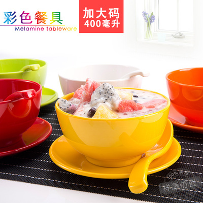 彩色创意仿瓷密胺满记 圆碗甜品碗糖水碗碗碟套装 餐具定制批发