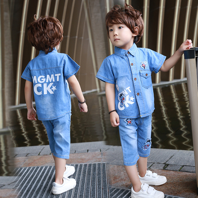 男童装韩版新款宝宝纯棉牛仔套装1-2-3-4-5周岁中小童两件套儿童