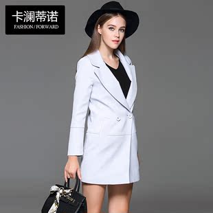 卡澜蒂诺2016新款韩版中长款西装女修身百搭气质小西装