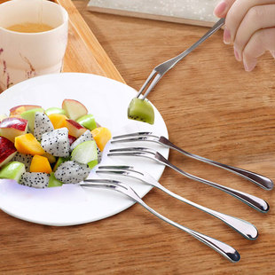 不锈钢水果叉加厚韩式创意儿童 西餐具小叉子 二齿叉点心叉蛋糕叉