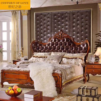 世纪之恋 欧式床实木床双人古典床1.8米美式床美式深色家具法式床
