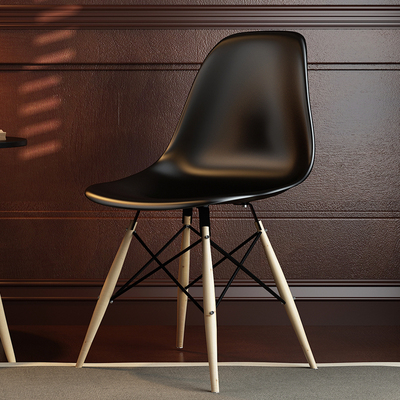 宜家伊姆斯设计师椅办公椅餐椅靠背椅简约实木塑料咖啡椅创意椅子