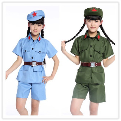 男女款儿童红卫兵服装舞蹈服小红军表演服八路军装解放幼儿演出服