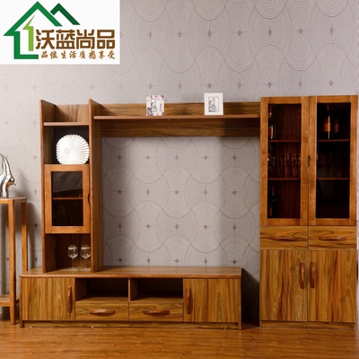 实木电视柜现代简约中式整体厅柜电视柜胡桃木色电视柜组合厅柜