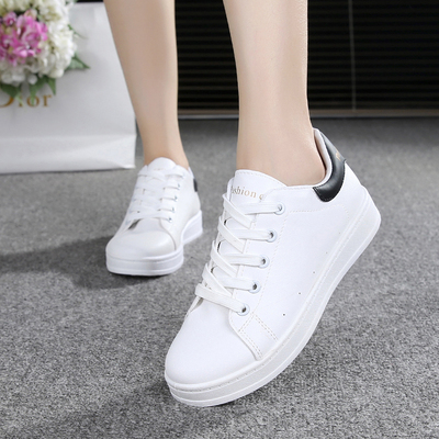 韩国同款白色帆布鞋女春夏学生 韩版 文艺范平底小白鞋女系带布鞋