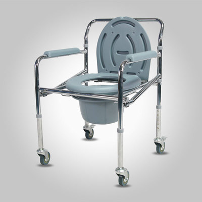 带轮不锈钢坐便椅老年人孕妇残疾人坐便器折叠马桶凳坐厕洗澡椅子