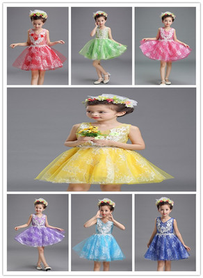 新款儿童公主裙演出服蓬蓬纱裙表演服现代舞蹈服中小小学生合唱服