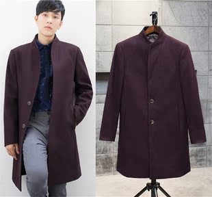 韩国2017冬季新款ZIOZIA羊毛呢子大衣男修身休闲中长款外套