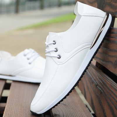 新款日常商务休闲皮鞋韩版时尚低帮潮鞋透气夏季小白鞋