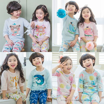 【断码特价】韩国进口儿童家居服幼儿空调房睡衣套装7分内衣超薄