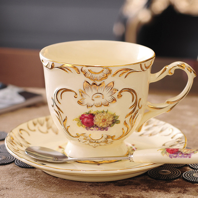 咖啡杯碟套装欧式英式红茶杯创意陶瓷杯带勺子简约家用下午茶茶具