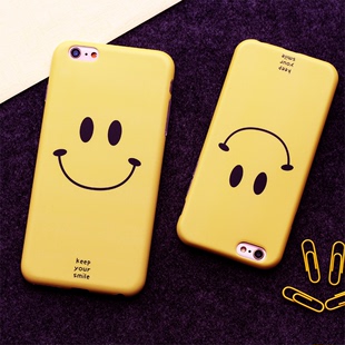 苹果六手机壳新款黄色笑脸奢华女6s个性创意6plus男士款韩版大气