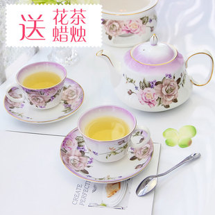 新品高档陶瓷花茶茶具套装  欧式骨瓷耐热玻璃过滤茶壶下午茶水壶