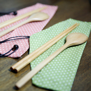 日食记同款实木筷勺旅行便携餐具套装儿童成人情侣木勺木筷2件套