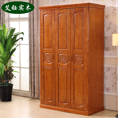 中式组合成人实木衣柜卧室衣橱 3门4门5门6门木头平开对开门特价